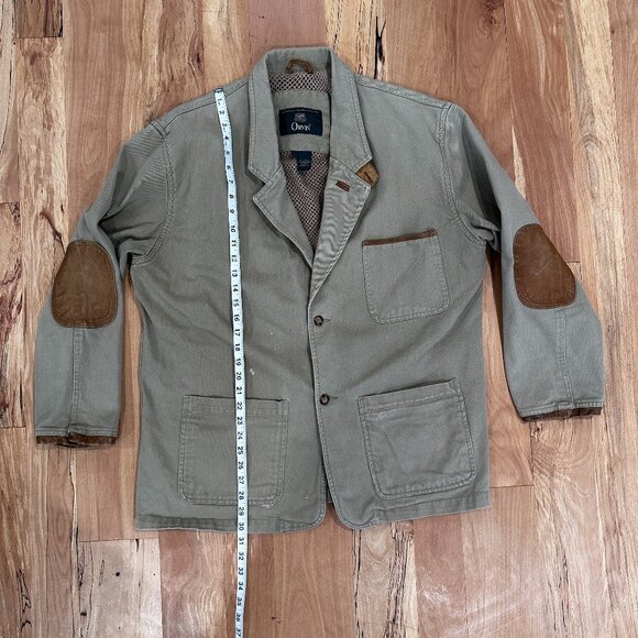 Vintage Orvis Chore Barn Field Elbow Patches Jacket Khaki Tan Men's Large - Picture 9 of 10